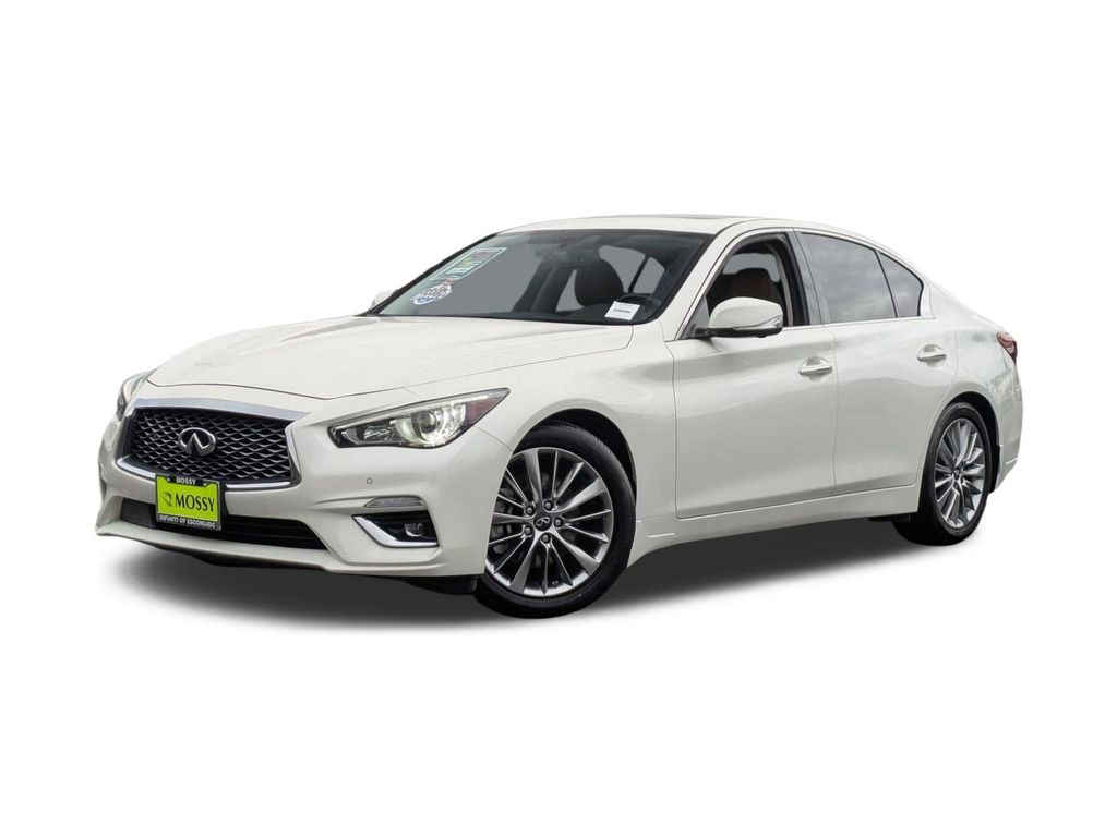 Majestic White 2023 INFINITI Q50 Luxe RWD Sedan Rear-Wheel Drive 7-Speed Automatic Overdrive