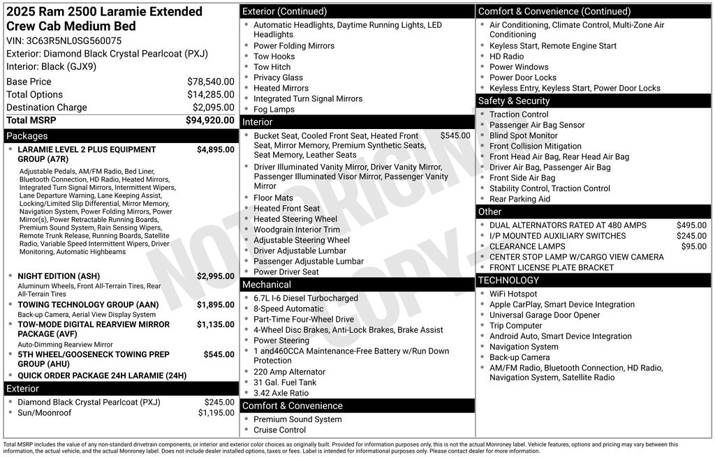 New Car 2025 Ram 2500  Laramie For Sale Under $110,000 In Austin, Texas