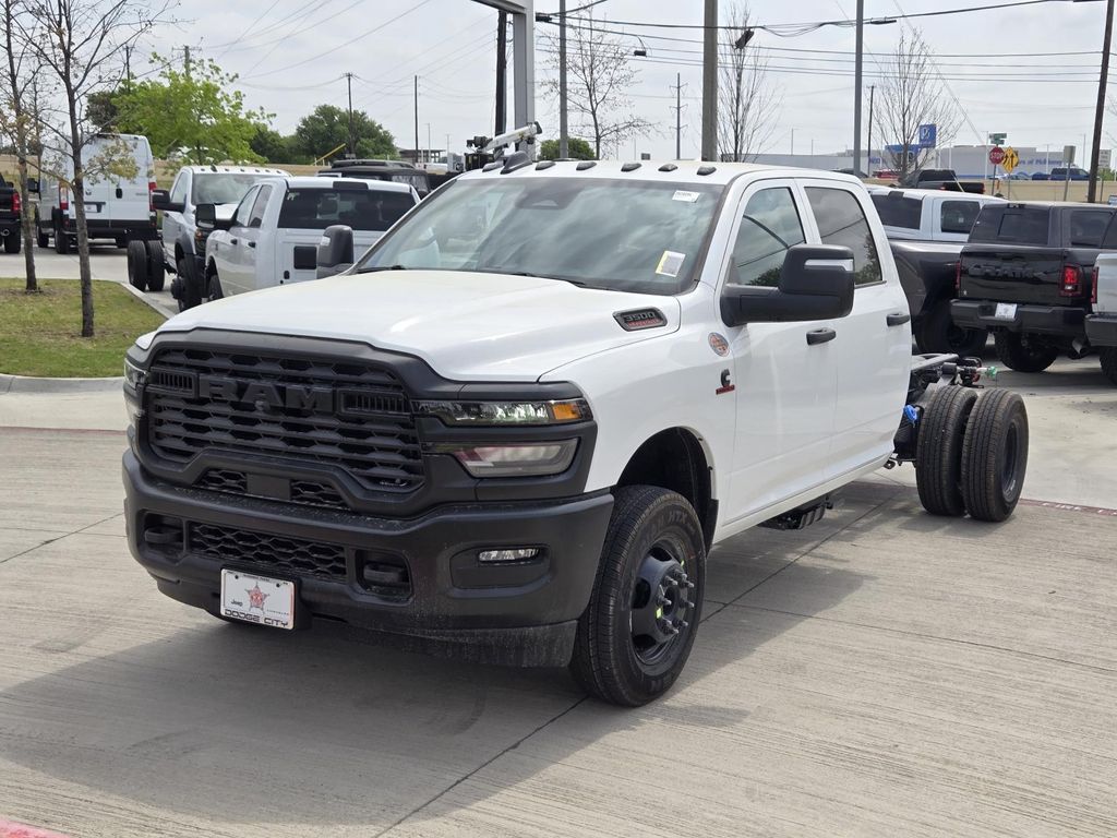 Bright White Clearcoat 2026 RAM 3500 Chassis Tradesman Crew Cab LB DRW 4WD Pickup Truck Four-Wheel Drive 8-Speed Automatic