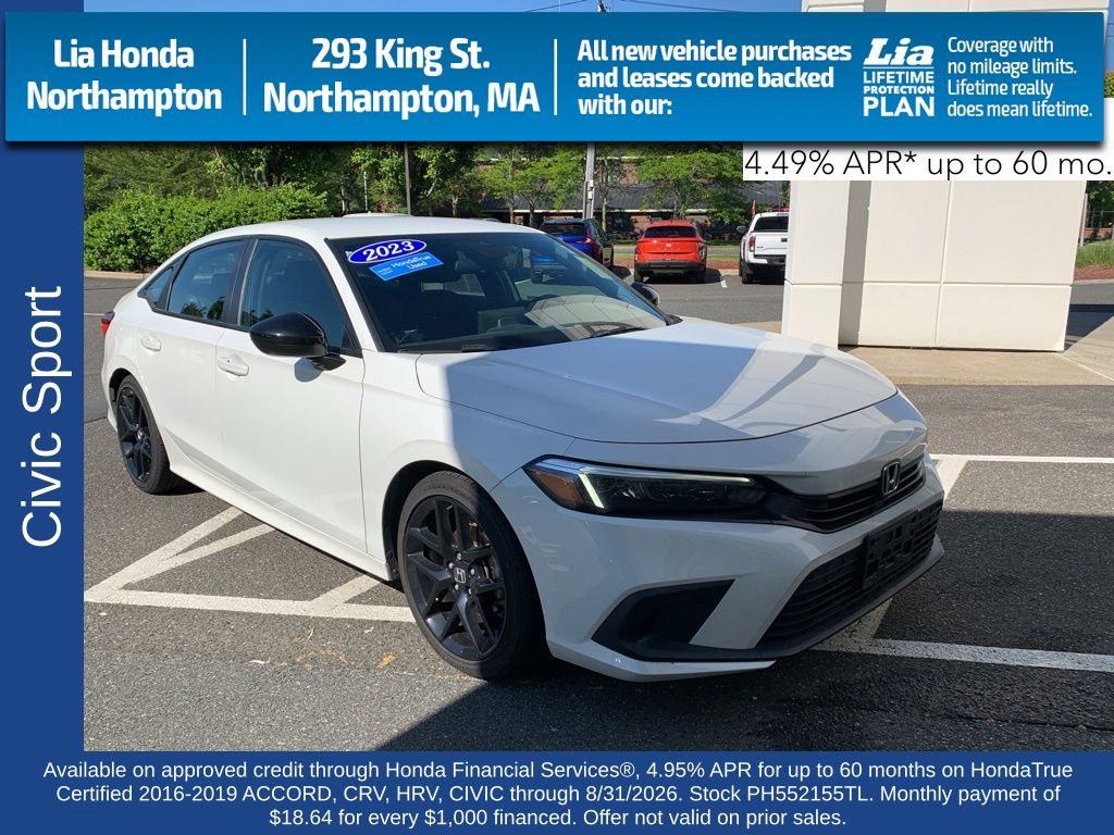 Platinum White Pearl 2023 Honda Civic Sedan Front-Wheel Drive Continuously Variable Transmission