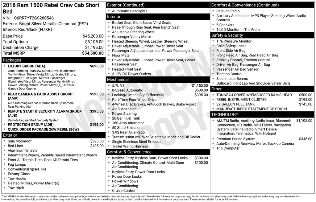 2016 RAM 1500 Rebel Crew Cab 4WD