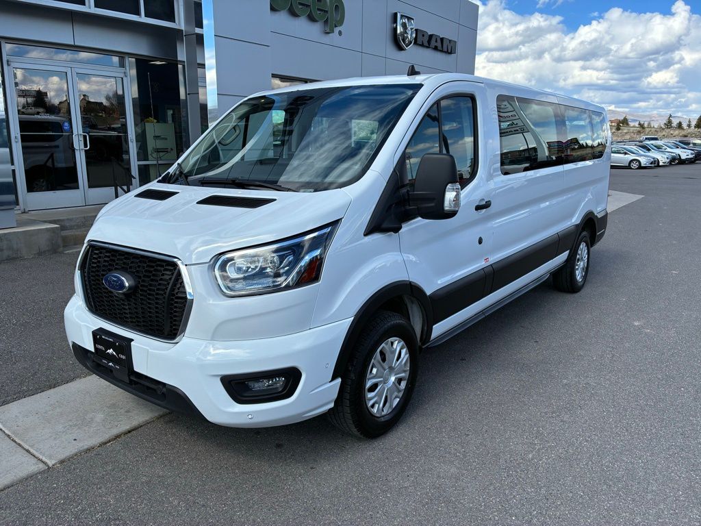 Oxford White 2023 Ford Transit Passenger 350 XLT Low Roof LB RWD Van Rear-Wheel Drive