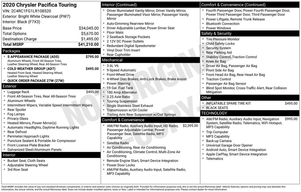 2020 Chrysler Pacifica Touring