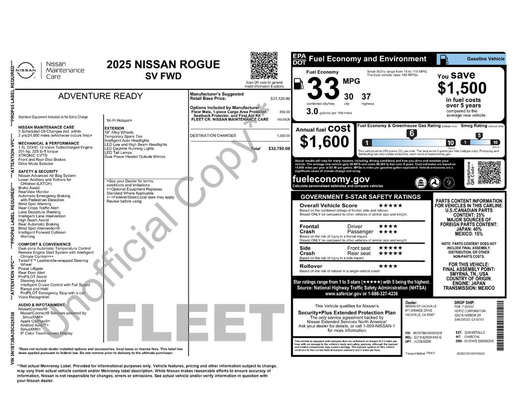Gray (Gun Metallic) 2025 Nissan Rogue SV FWD SUV / Crossover Front-Wheel Drive Continuously Variable Transmission