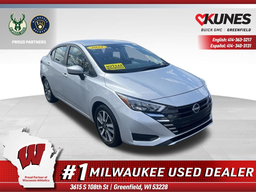 Brilliant Silver Metallic 2025 Nissan Versa SV FWD Sedan Front-Wheel Drive Continuously Variable Transmission