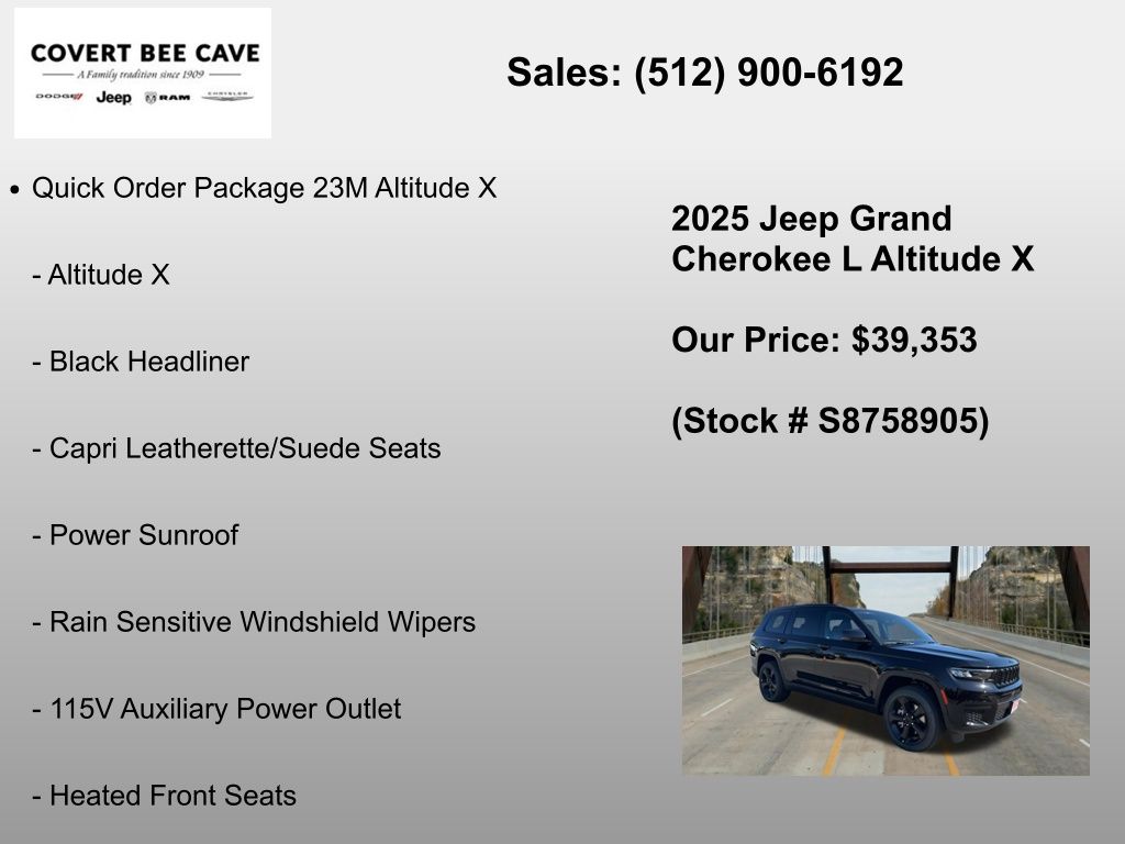New Car 2025 Jeep Grand Cherokee L  For Sale Under $40,000 In Austin, Texas