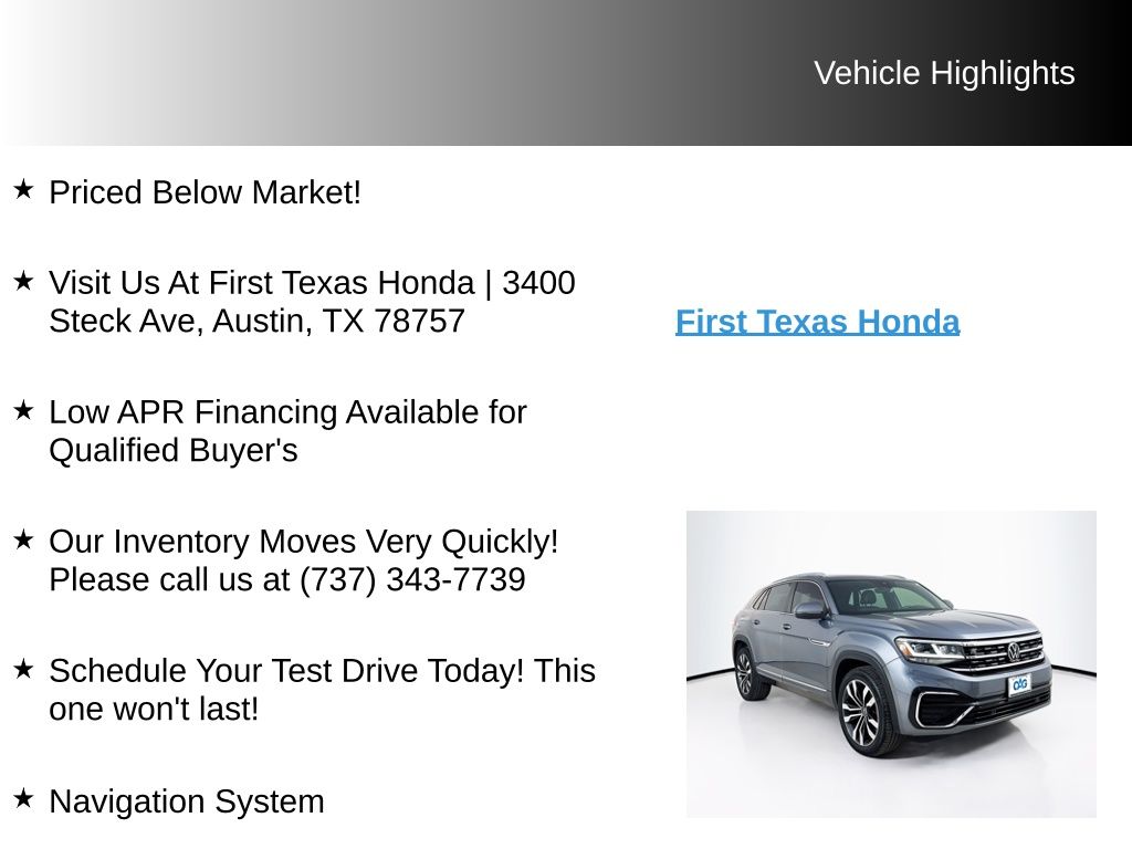 Used Car 2020 Volkswagen Atlas Cross Sport  3.6l V6 Sel R-line For Sale Under $20,000 In Austin, Texas