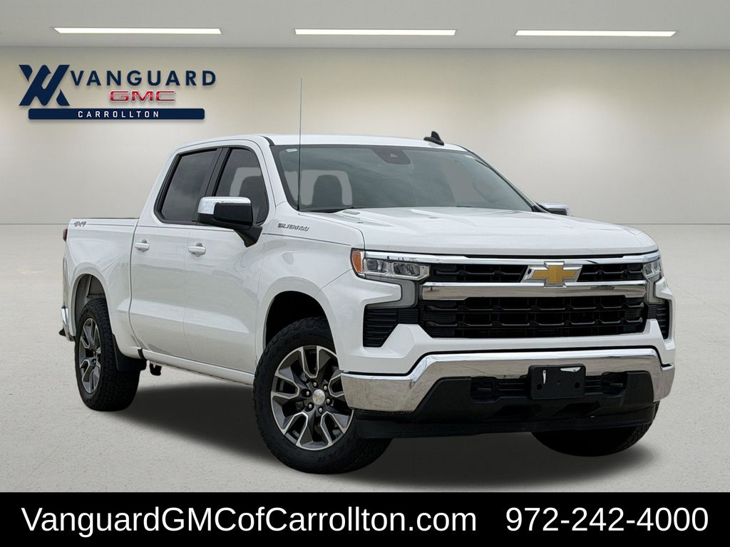 Summit White 2025 Chevrolet Silverado 1500 LT Crew Cab 4WD Pickup Truck Four-Wheel Drive 8-Speed Automatic