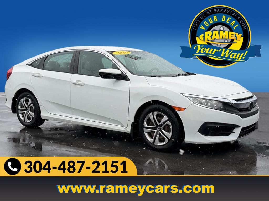 White 2016 Honda Civic LX Sedan Front-Wheel Drive Continuously Variable Transmission