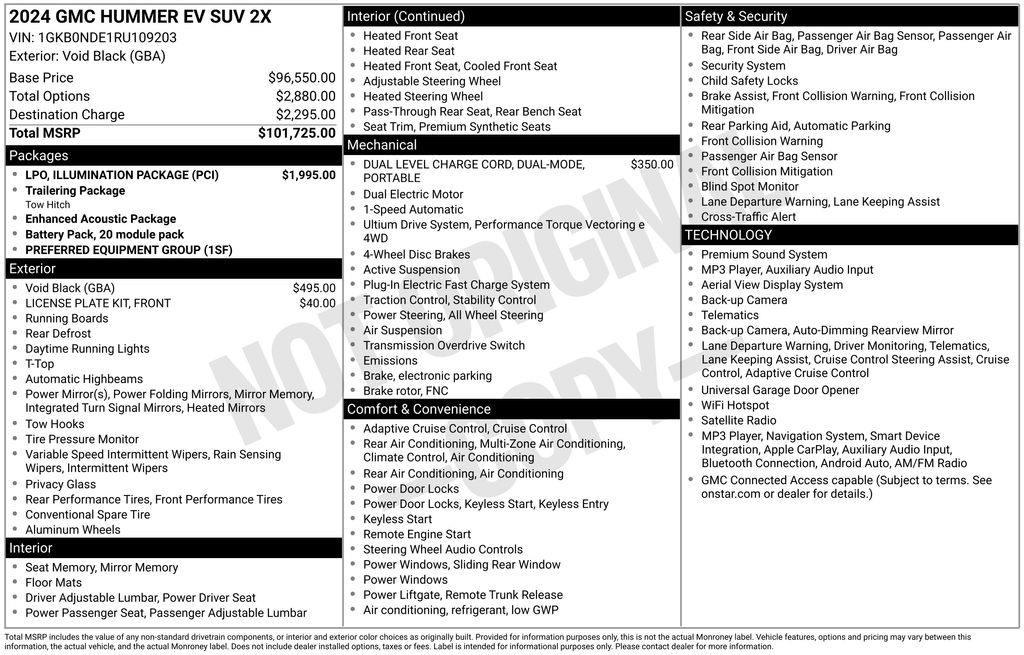 Void Black 2024 GMC Hummer EV SUV SUV / Crossover All-Wheel Drive 1-Speed Automatic