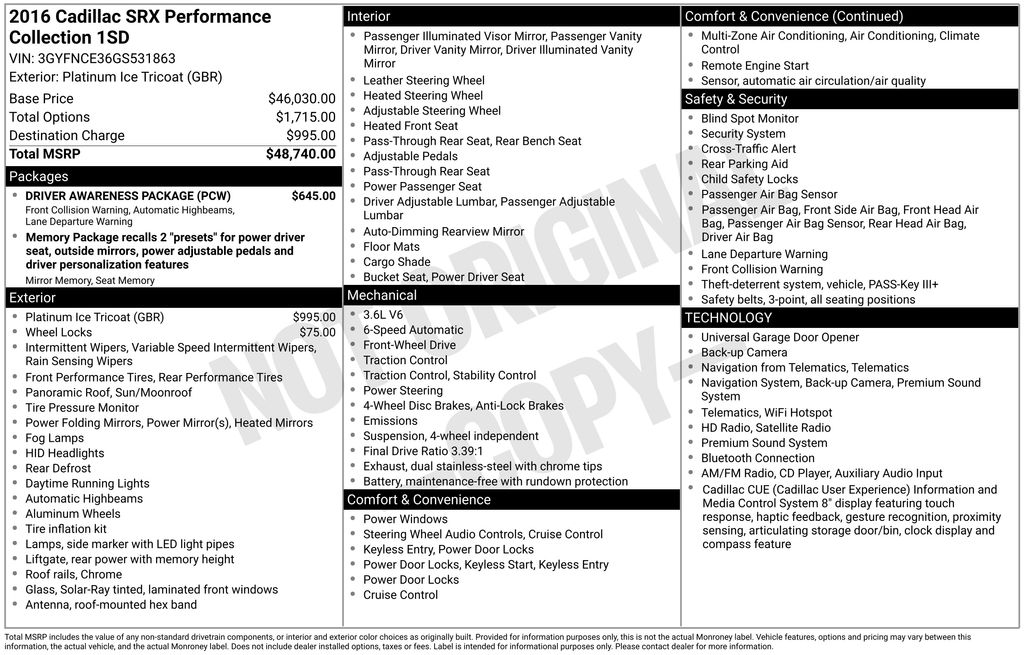 Used 2016 White Cadillac Performance image 5