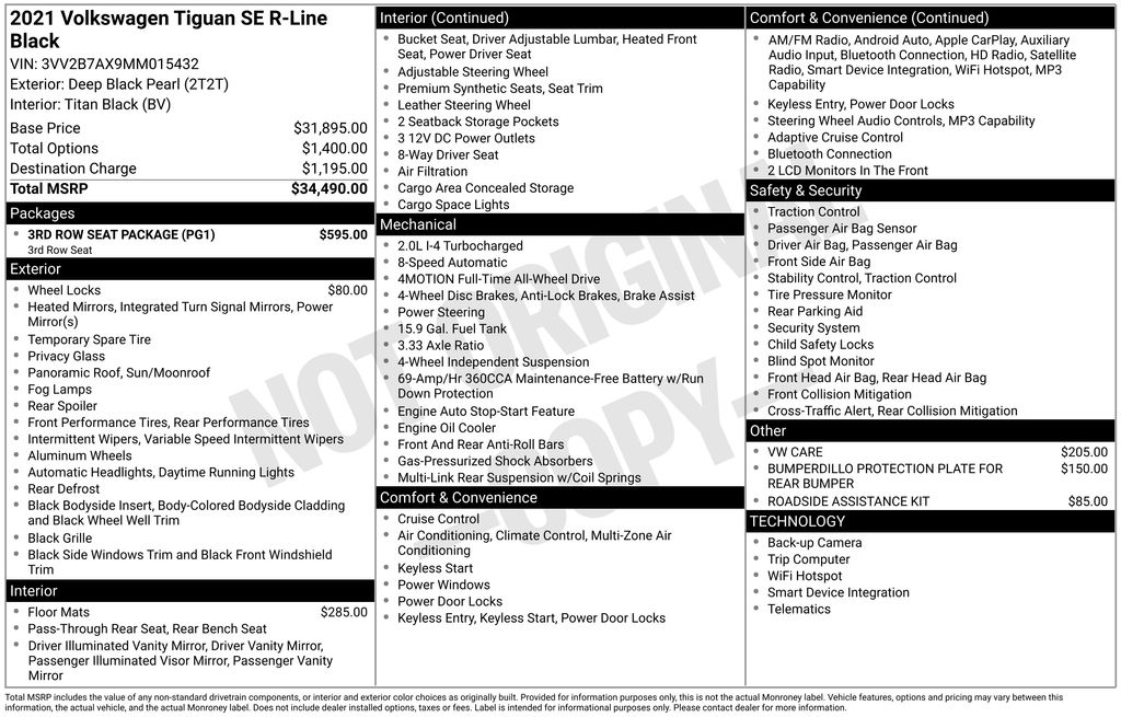 2021 Volkswagen Tiguan 2.0T SE R-Line Black - Image 3
