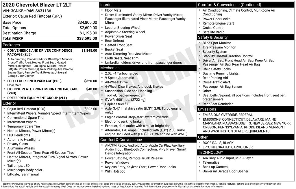 Used Car 2020 Chevrolet Blazer  Lt For Sale Under $20,000 In Austin, Texas