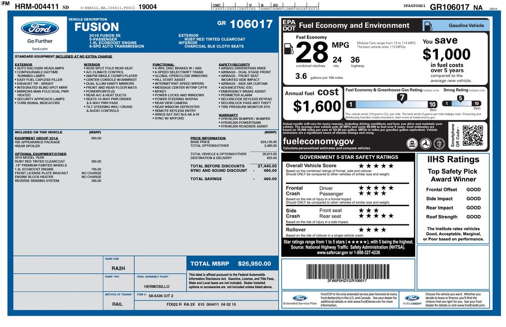 2016 Ford Fusion SE