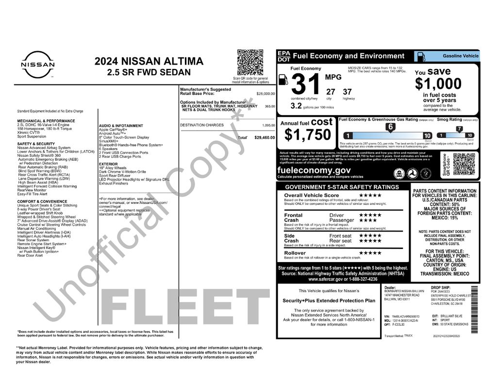 2024 Nissan Altima 2.5 SR Silver at Classic Elite Chevrolet Sugar Land