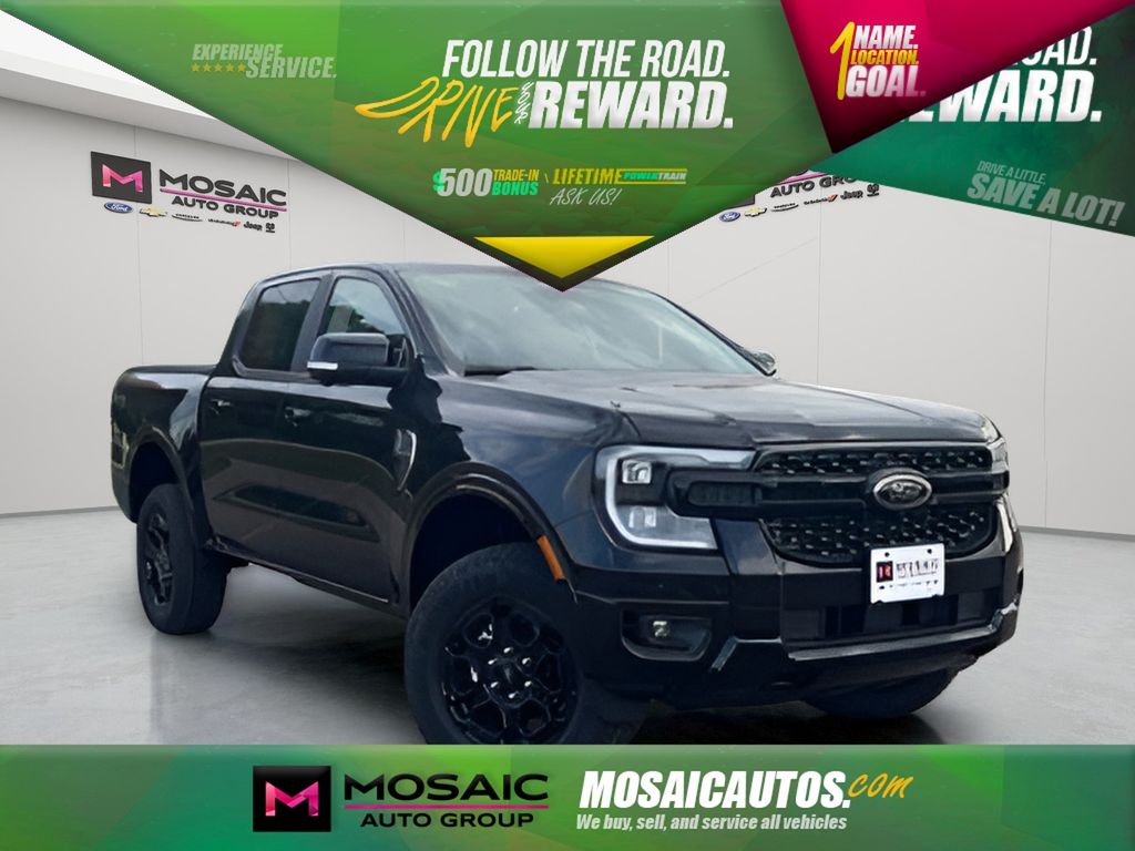 Shadow Black 2025 Ford Ranger Lariat SuperCrew 4WD Pickup Truck Four-Wheel Drive Automatic