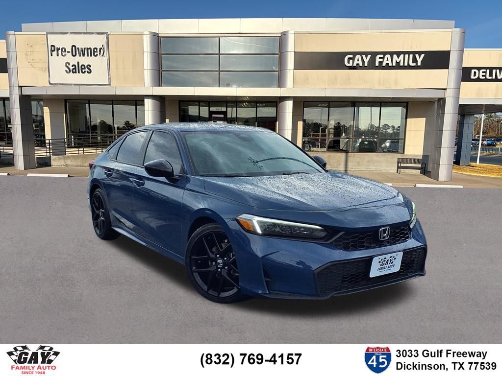 Blue 2025 Honda Civic Sport FWD Sedan Front-Wheel Drive Continuously Variable Transmission