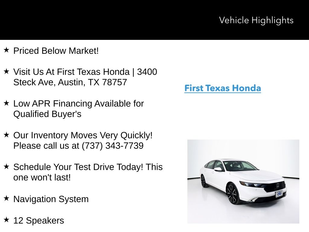 Used Car 2025 Honda Accord Hybrid  Touring For Sale Under $35,000 In Austin, Texas