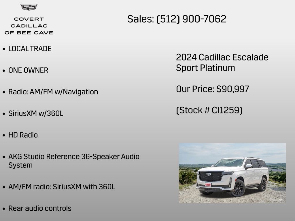 Used Car 2024 Cadillac Escalade  Sport Platinum For Sale Under $100,000 In Austin, Texas