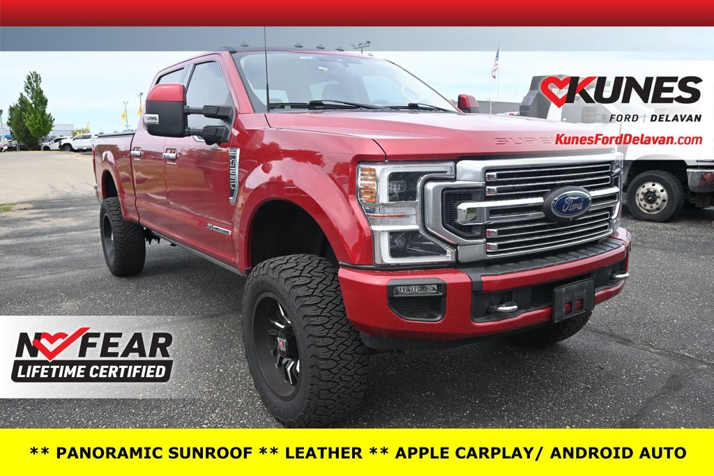 Rapid Red Metallic Tinted Clearcoat 2021 Ford F-250 Super Duty Limited Crew Cab 4WD Pickup Truck Four-Wheel Drive Automatic