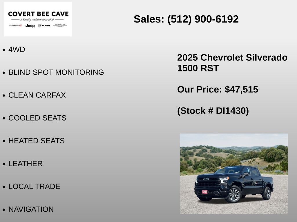 Used Car 2025 Chevrolet Silverado 1500  2wd Crew Cab 147 Rst For Sale Under $50,000 In Austin, Texas