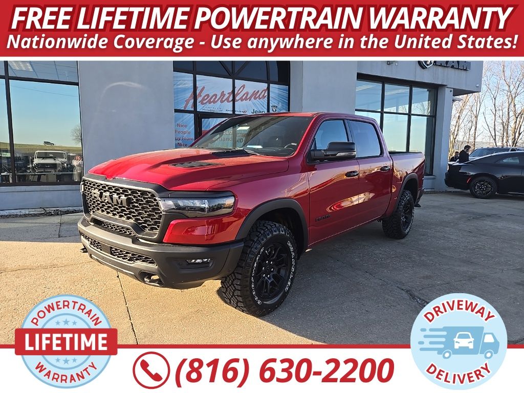 Molten Red Pearlcoat 2026 RAM 1500 Rebel Crew Cab 4WD Pickup Truck Four-Wheel Drive 8-Speed Automatic