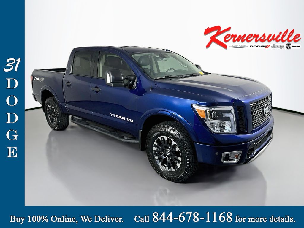 Deep Blue Pearl 2018 Nissan Titan Pickup Truck Four-Wheel Drive 7-Speed Automatic