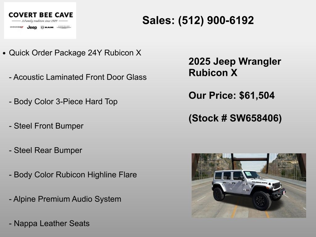New Car 2025 Jeep Wrangler  Rubicon For Sale Under $70,000 In Austin, Texas
