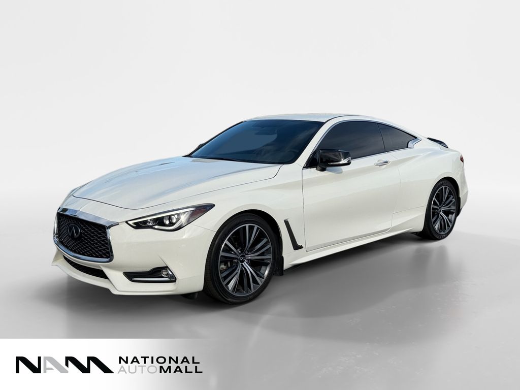 Pure White 2021 INFINITI Q60 Coupe Rear-Wheel Drive 7-Speed Automatic