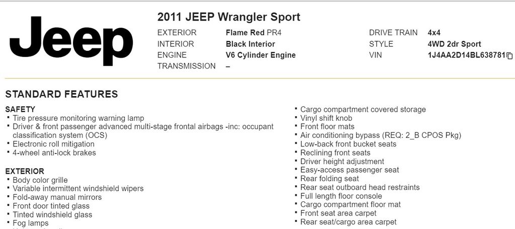 2011 Jeep Wrangler Sport 18