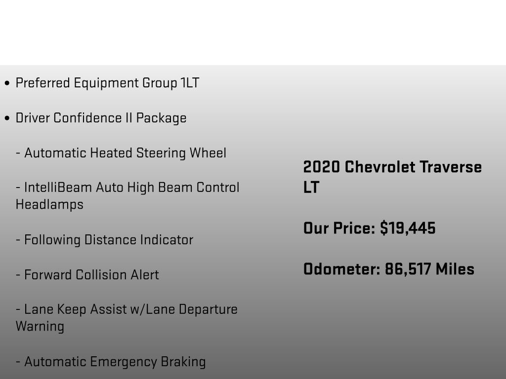 2020 Chevrolet Traverse LT Gray at Klick Lewis Buick Chevrolet