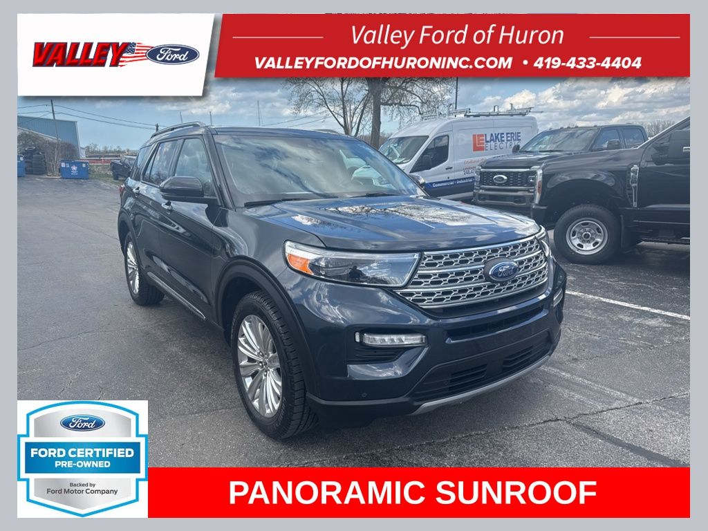 Stone Blue Metallic 2023 Ford Explorer Hybrid Limited AWD SUV / Crossover All-Wheel Drive Automatic