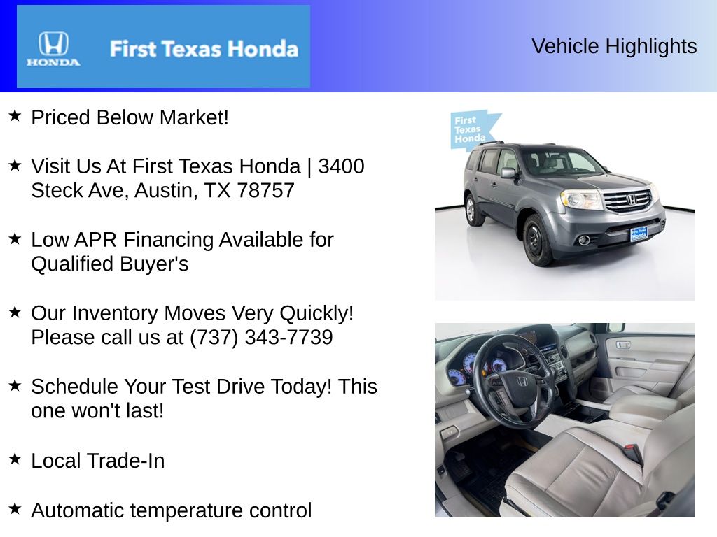 Used Car 2013 Honda Pilot  Ex-l For Sale Under $12,000 In Austin, Texas