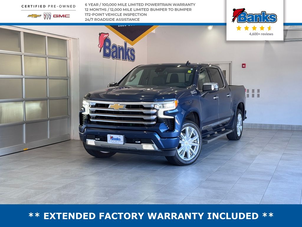 Northsky Blue Metallic 2022 Chevrolet Silverado 1500 High Country Crew Cab 4WD Pickup Truck Four-Wheel Drive Automatic
