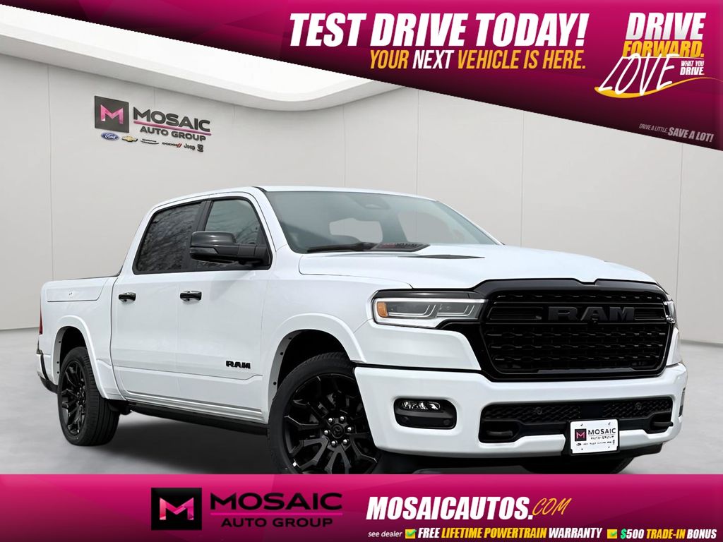 Bright White Clearcoat 2026 RAM 1500 Limited Crew Cab 4WD Pickup Truck Four-Wheel Drive 8-Speed Automatic