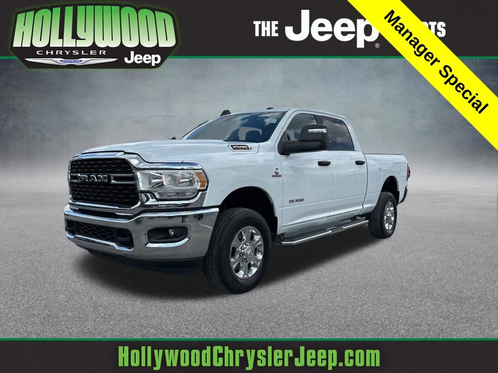 Bright White Clearcoat 2023 RAM 2500 Big Horn Crew Cab 4WD Pickup Truck Four-Wheel Drive 6-Speed Automatic