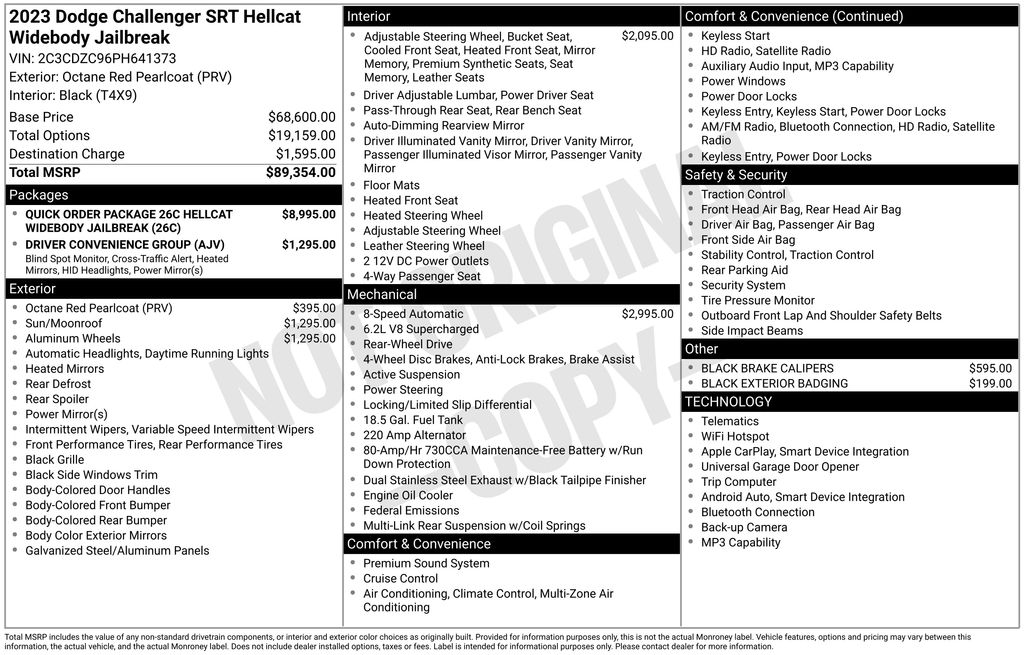 2023 Dodge Challenger SRT Hellcat Widebody Red at Walterboro Ford