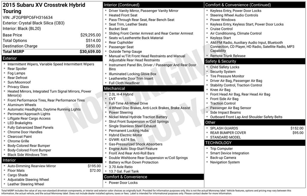 Used 2015 Black Subaru Touring image 2