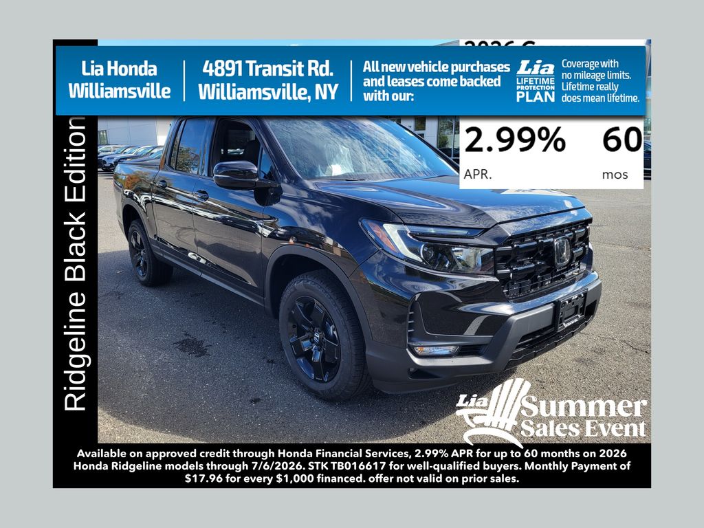Nh-731p 2026 Honda Ridgeline Black Edition AWD Pickup Truck All-Wheel Drive 9-Speed Automatic