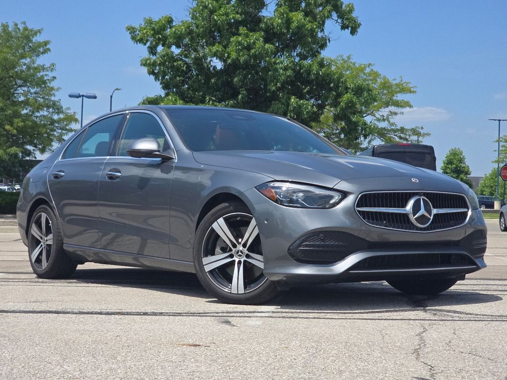 Gray (Selenite Grey Metallic) 2026 Mercedes-Benz C-Class Sedan All-Wheel Drive 9-Speed Automatic