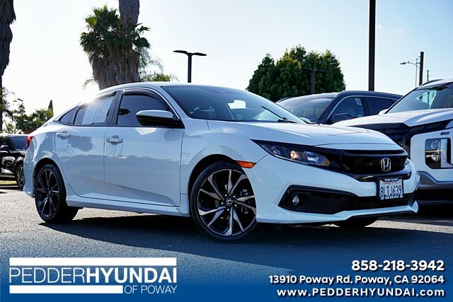 Platinum White Pearl 2019 Honda Civic Sedan Front-Wheel Drive Continuously Variable Transmission
