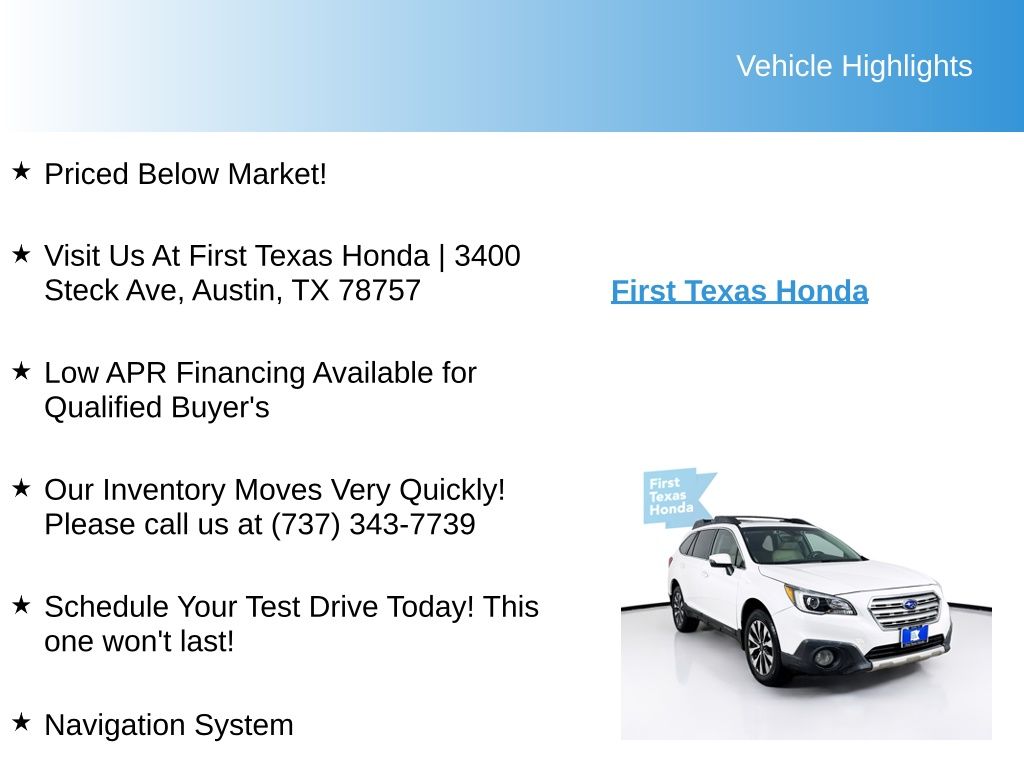 Used Car 2017 Subaru Outback  2.5i For Sale Under $12,000 In Austin, Texas