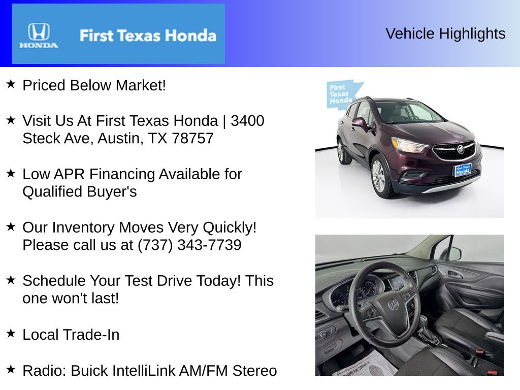 Used Car 2017 Buick Encore  Preferred For Sale Under $10,000 In Austin, Texas