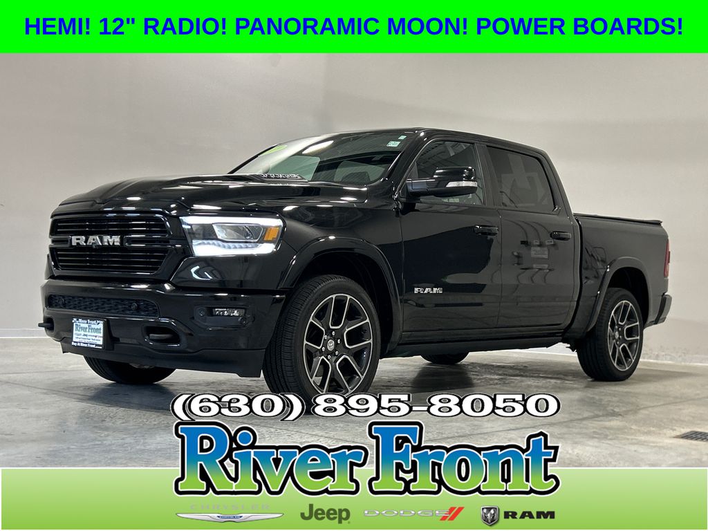 Diamond Black Crystal Pearlcoat 2019 RAM 1500 Laramie Crew Cab 4WD Pickup Truck Four-Wheel Drive 8-Speed Automatic