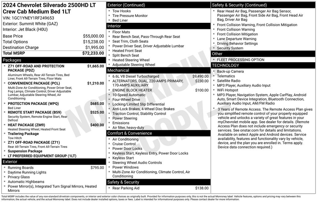 Summit White 2024 Chevrolet Silverado 2500HD Pickup Truck Four-Wheel Drive Automatic