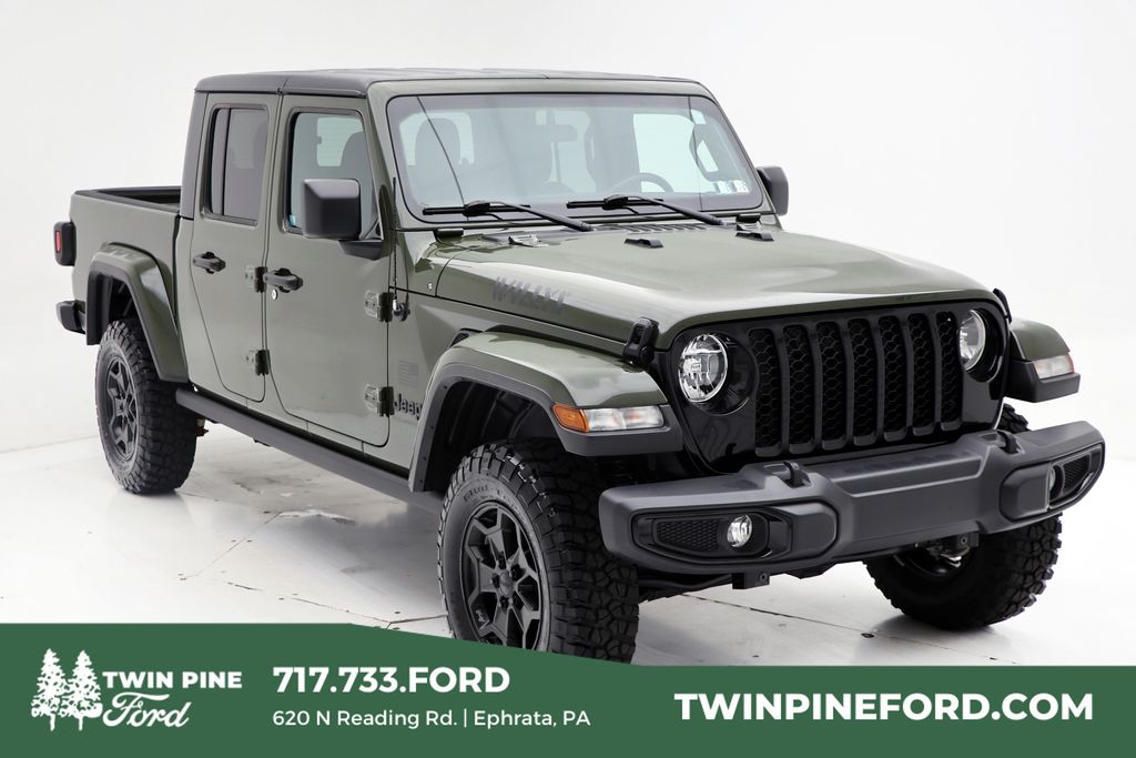 Sarge Green Clearcoat 2023 Jeep Gladiator Willys Crew Cab 4WD Pickup Truck Four-Wheel Drive Manual