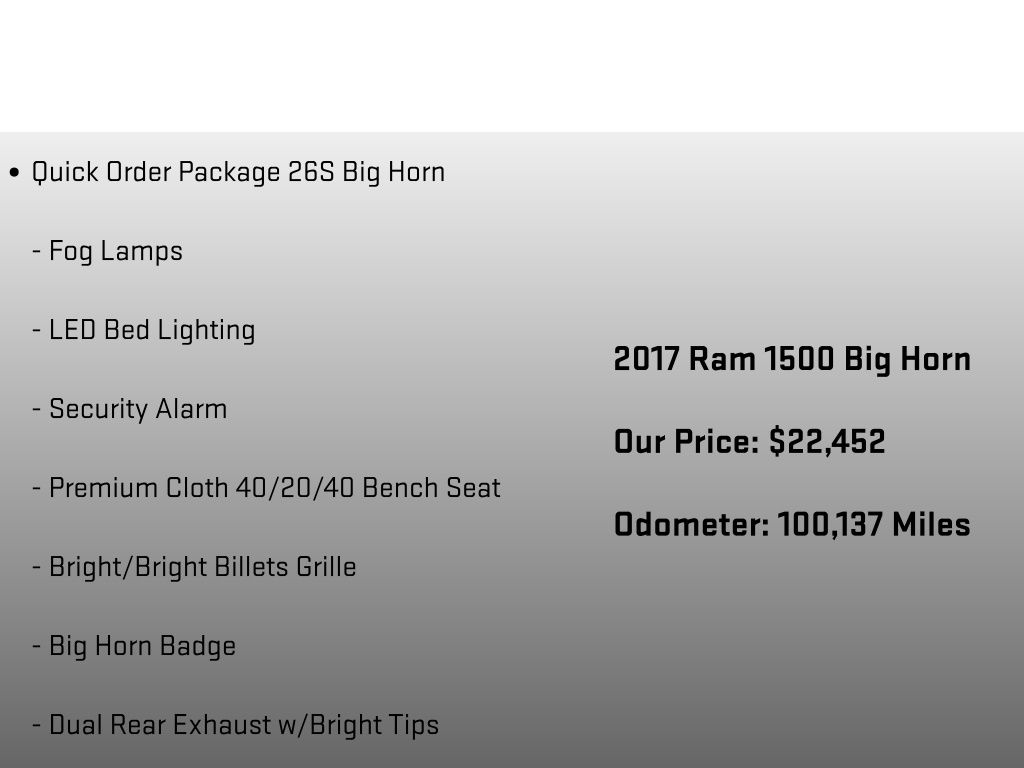2017 Ram 1500 Big Horn White at Luther Ford