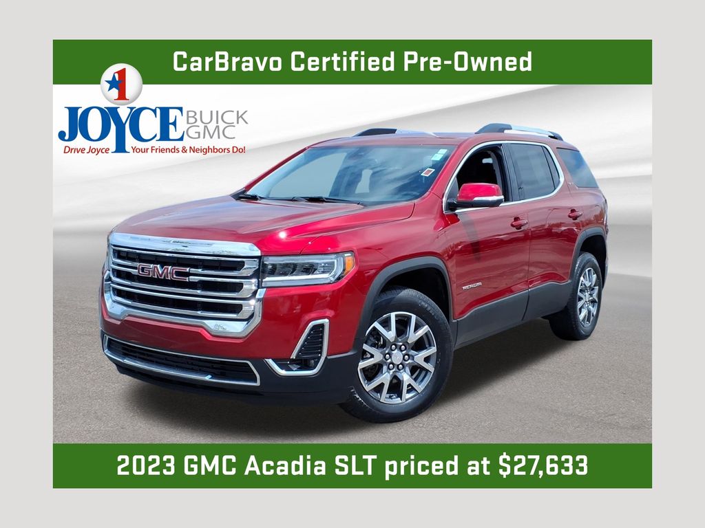 Volcanic Red Tintcoat 2023 GMC Acadia SLT FWD SUV / Crossover Front-Wheel Drive 9-Speed Automatic