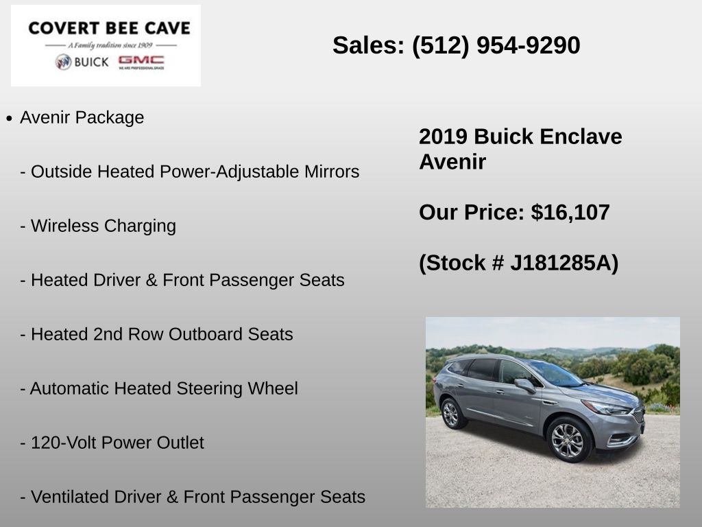 Used Car 2019 Buick Enclave  Avenir For Sale Under $20,000 In Austin, Texas