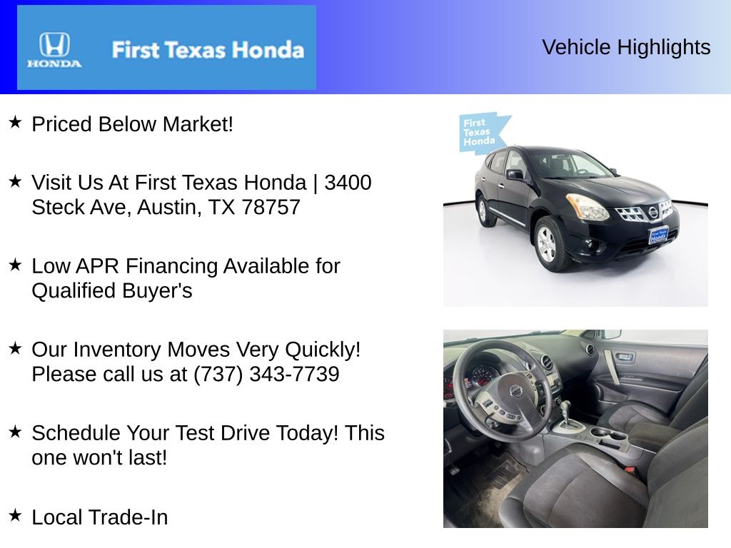 Used Car 2013 Nissan Rogue  S For Sale Under $10,000 In Austin, Texas